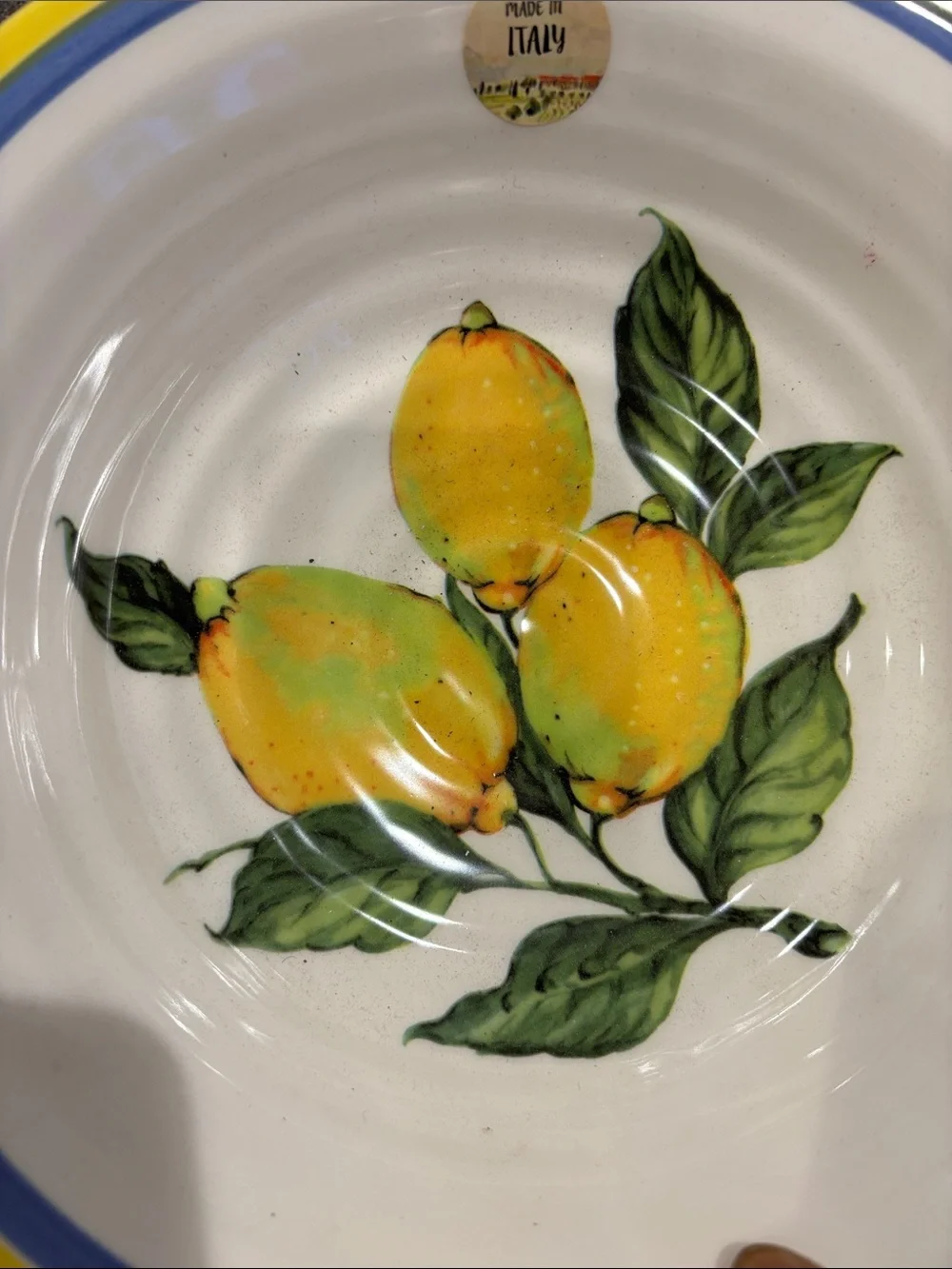 Ceramic Lemon Serving Bowl - Yellow & Blue made in Italy